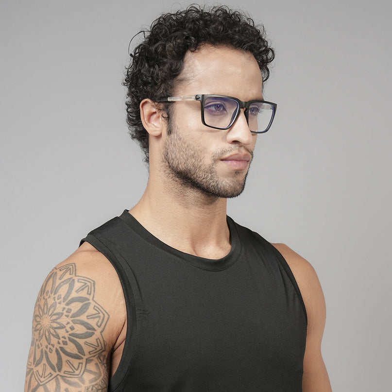 Voyage Active Black Square Eyeglasses for Men & Women - MG5755-C3