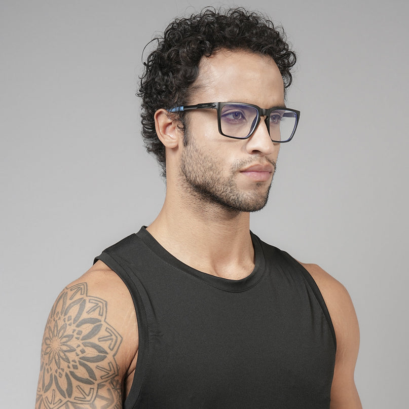 Voyage Active Black Square Eyeglasses for Men & Women - MG5758-C6
