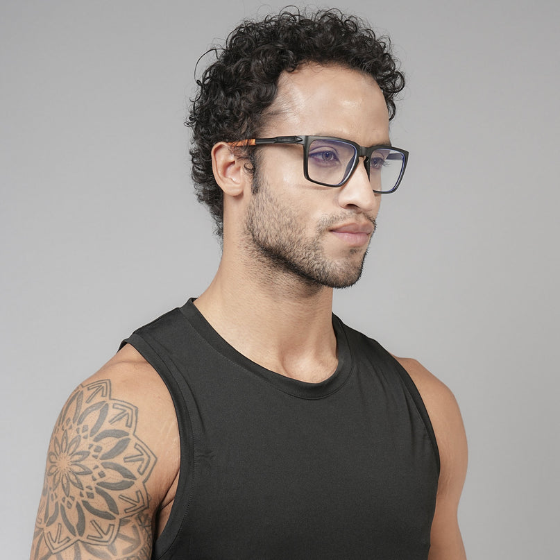 Voyage Active Black Square Eyeglasses for Men & Women - MG5759-C7