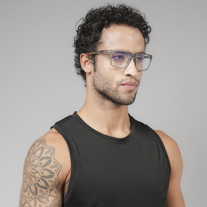 Voyage Active Grey Square Eyeglasses for Men & Women - MG5760-C8