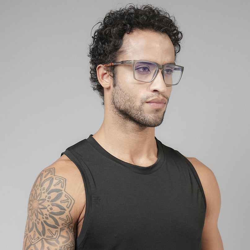 Voyage Active Grey Square Eyeglasses for Men & Women - MG5760-C8