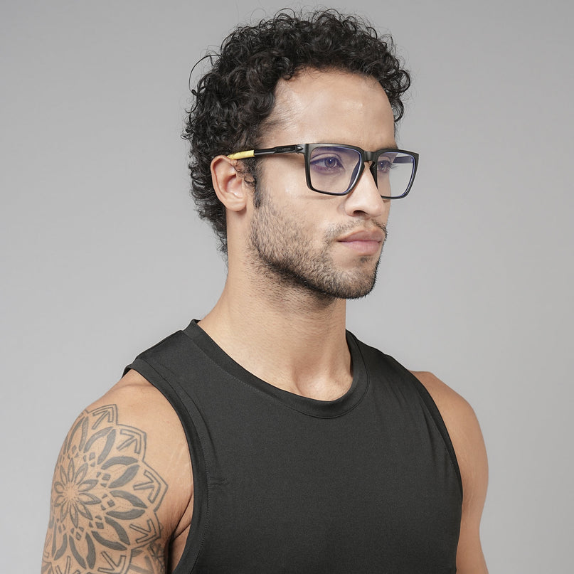 Voyage Active Black Square Eyeglasses for Men & Women - MG5761-C9