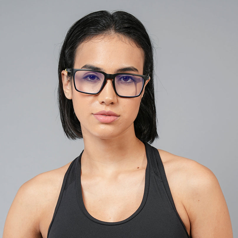 Voyage Active Black Square Eyeglasses for Men & Women - MG5761-C9