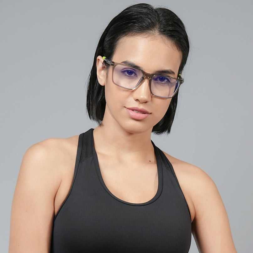 Voyage Active Transparent Grey Square Eyeglasses for Men & Women - MG5762-C10