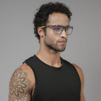 Voyage Active Transparent Grey Square Eyeglasses for Men & Women - MG5762-C10