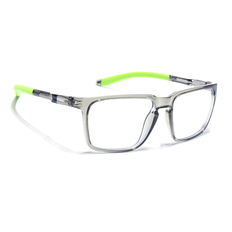 Voyage Active Transparent Grey Square Eyeglasses for Men & Women - MG5762-C10