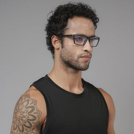 Voyage Active Black Rectangle Eyeglasses for Men & Women - MG5763-C1