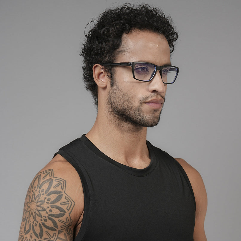 Voyage Active Black Rectangle Eyeglasses for Men & Women - MG5763-C1