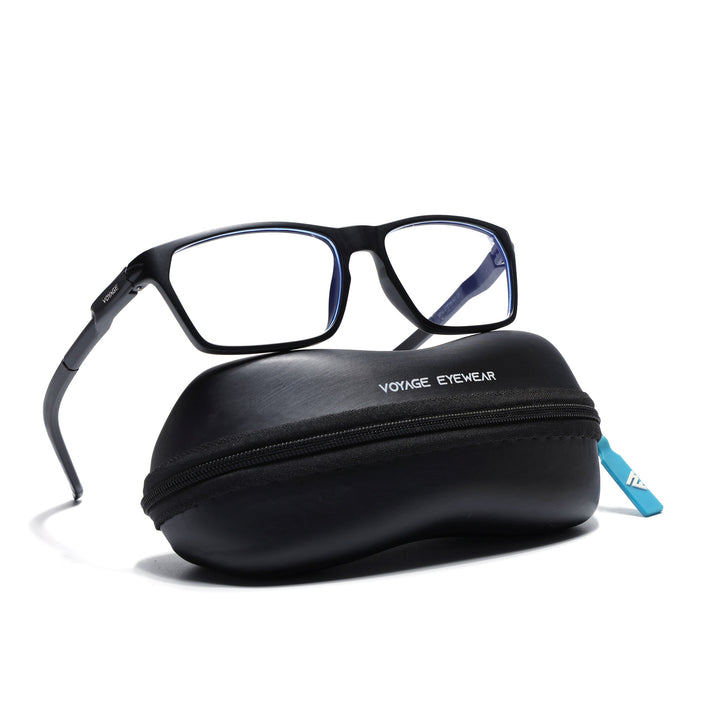 Voyage Active Black Rectangle Eyeglasses for Men & Women - MG5763-C1