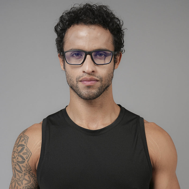 Voyage Active Black Rectangle Eyeglasses for Men & Women - MG5764-C2