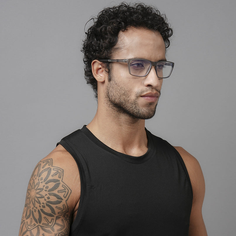 Voyage Active Black Rectangle Eyeglasses for Men & Women - MG5766-C4