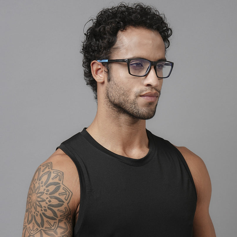 Voyage Active Black Rectangle Eyeglasses for Men & Women - MG5767-C5