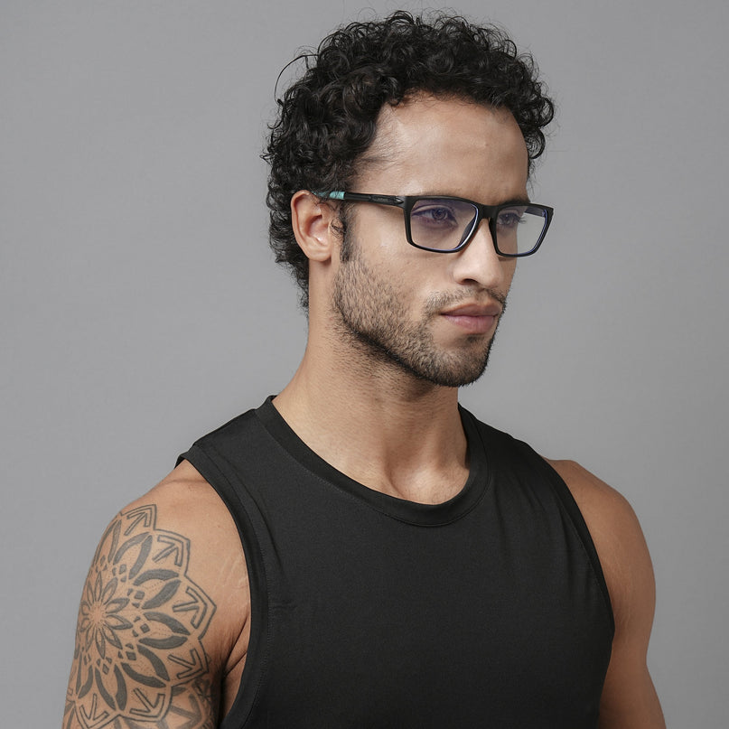 Voyage Active Black Rectangle Eyeglasses for Men & Women - MG5768-C6