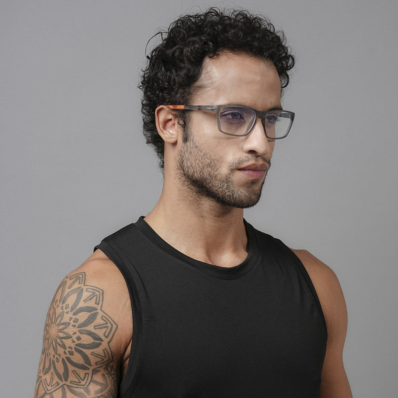 Voyage Active Grey Rectangle Eyeglasses for Men & Women - MG5769-C7