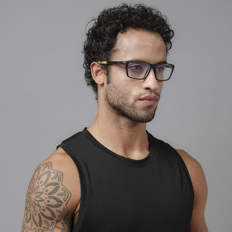 Voyage Active Black Rectangle Eyeglasses for Men & Women - MG5770-C8