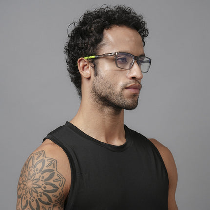 Voyage Active Transparent Grey Rectangle Eyeglasses for Men & Women - MG5771-C9
