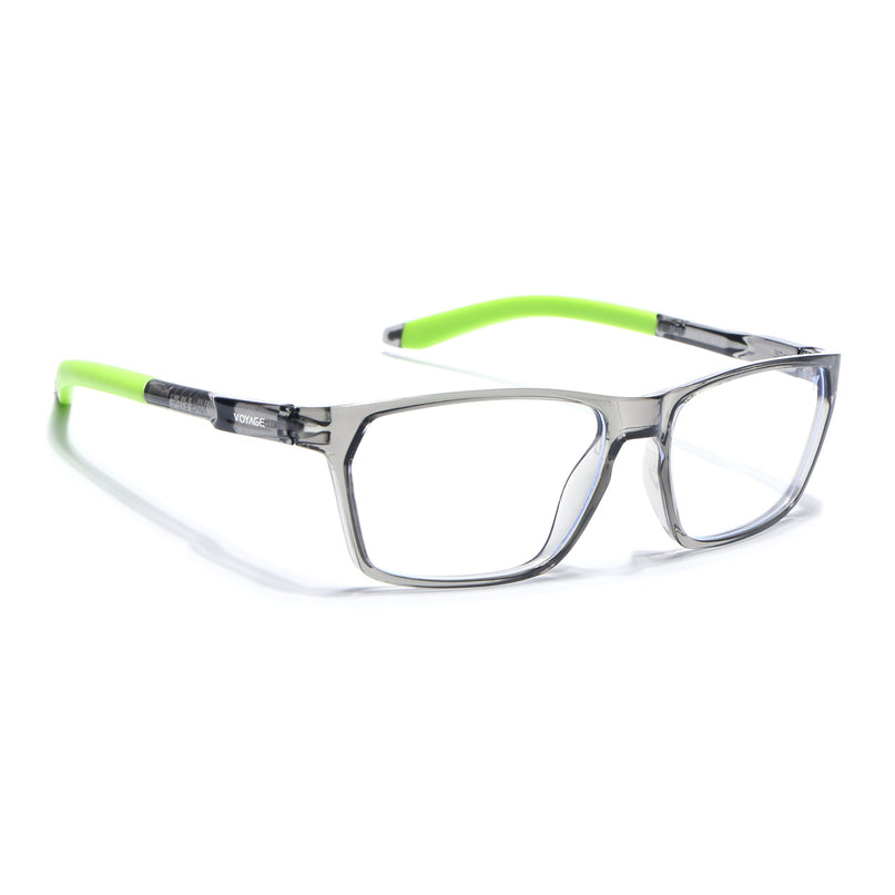 Voyage Active Transparent Grey Rectangle Eyeglasses for Men & Women - MG5771-C9
