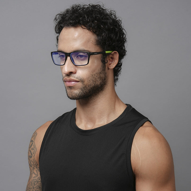 Voyage Active Black Rectangle Eyeglasses for Men & Women - MG5772-C10