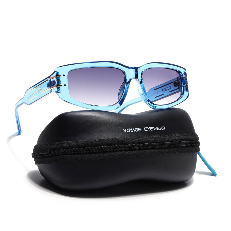 Rectangle Sunglasses (Grey Lens | Blue Frame - MG6705)