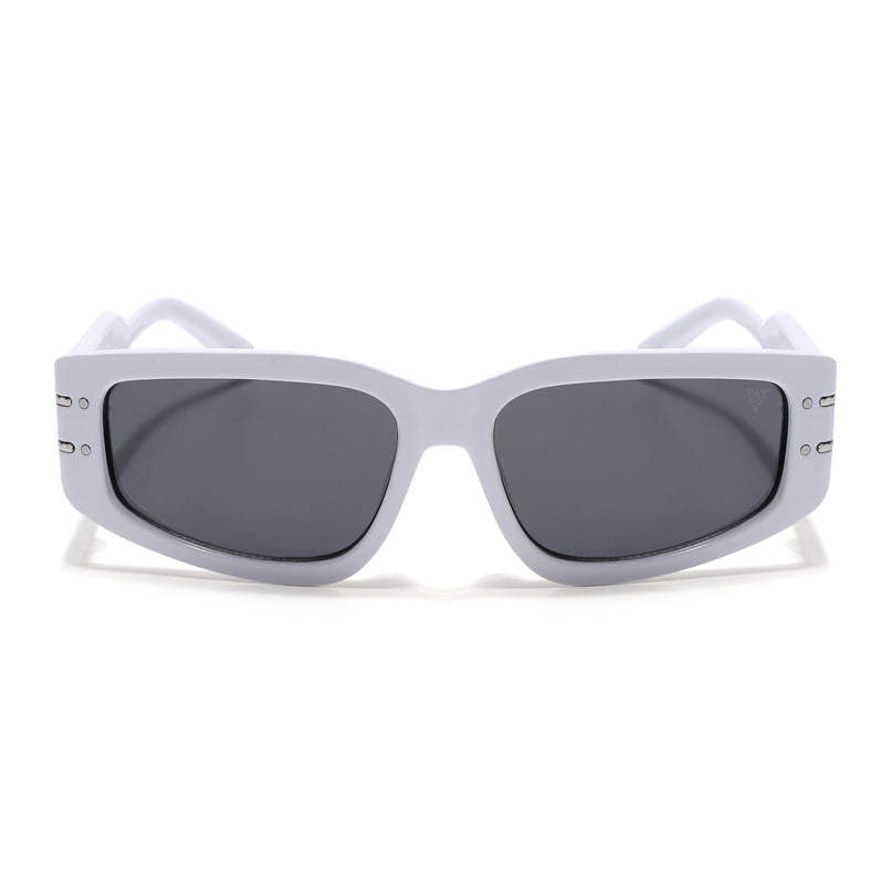 Rectangle Sunglasses (Black Lens | White Frame - MG6707)