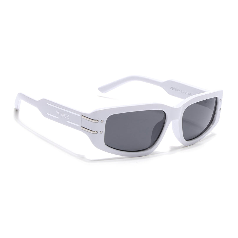 Rectangle Sunglasses (Black Lens | White Frame - MG6707)