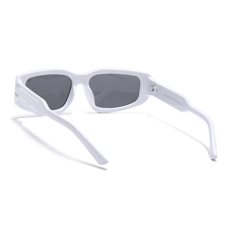 Rectangle Sunglasses (Black Lens | White Frame - MG6707)