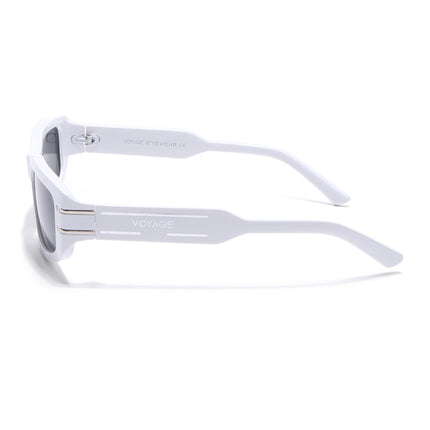 Rectangle Sunglasses (Black Lens | White Frame - MG6707)