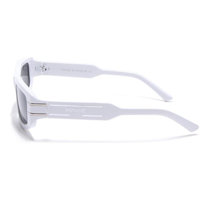 Rectangle Sunglasses (Black Lens | White Frame - MG6707)