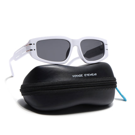 Rectangle Sunglasses (Black Lens | White Frame - MG6707)