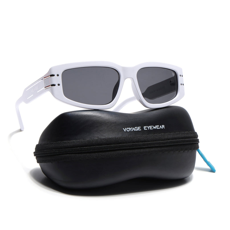 Rectangle Sunglasses (Black Lens | White Frame - MG6707)