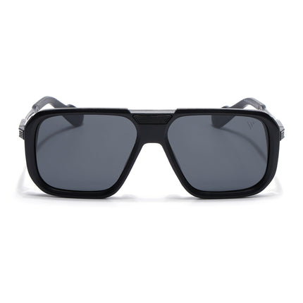 Alpha | Matt Black Wayfarer Polarized Sunglasses | Black Lens - PMG6624