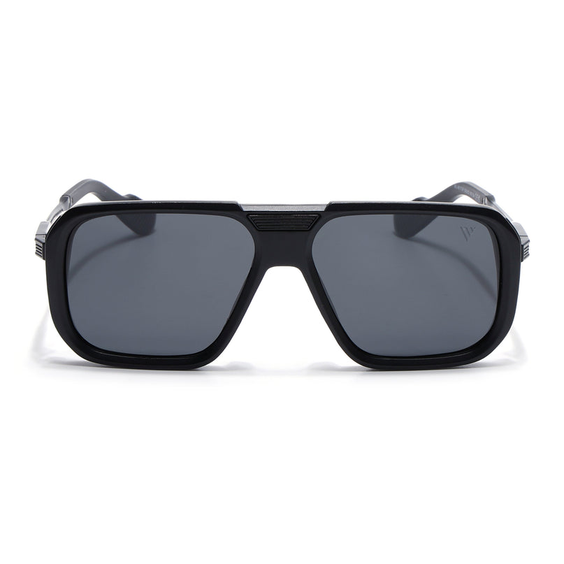 Alpha | Matt Black Wayfarer Polarized Sunglasses | Black Lens - PMG6624