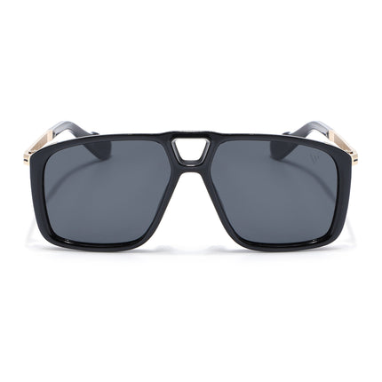 Rebel | Shine Black Wayfarer Polarized Sunglasses  | Black Lens - PMG6628
