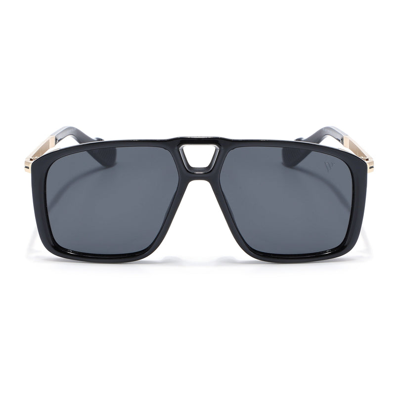 Rebel | Shine Black Wayfarer Polarized Sunglasses  | Black Lens - PMG6628