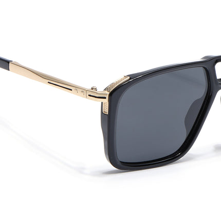 Rebel | Shine Black Wayfarer Polarized Sunglasses  | Black Lens - PMG6628
