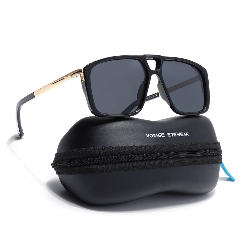 Rebel | Shine Black Wayfarer Polarized Sunglasses  | Black Lens - PMG6628