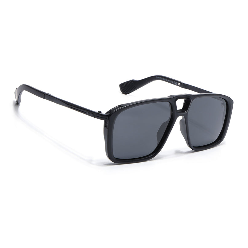 Rebel |  Matt Black Wayfarer Polarized Sunglasses | Black Lens - PMG6629