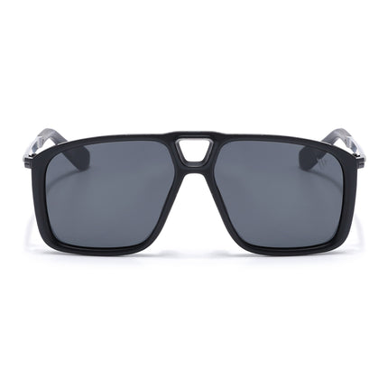 Rebel |  Matt Black Wayfarer Polarized Sunglasses | Black Lens - PMG6629