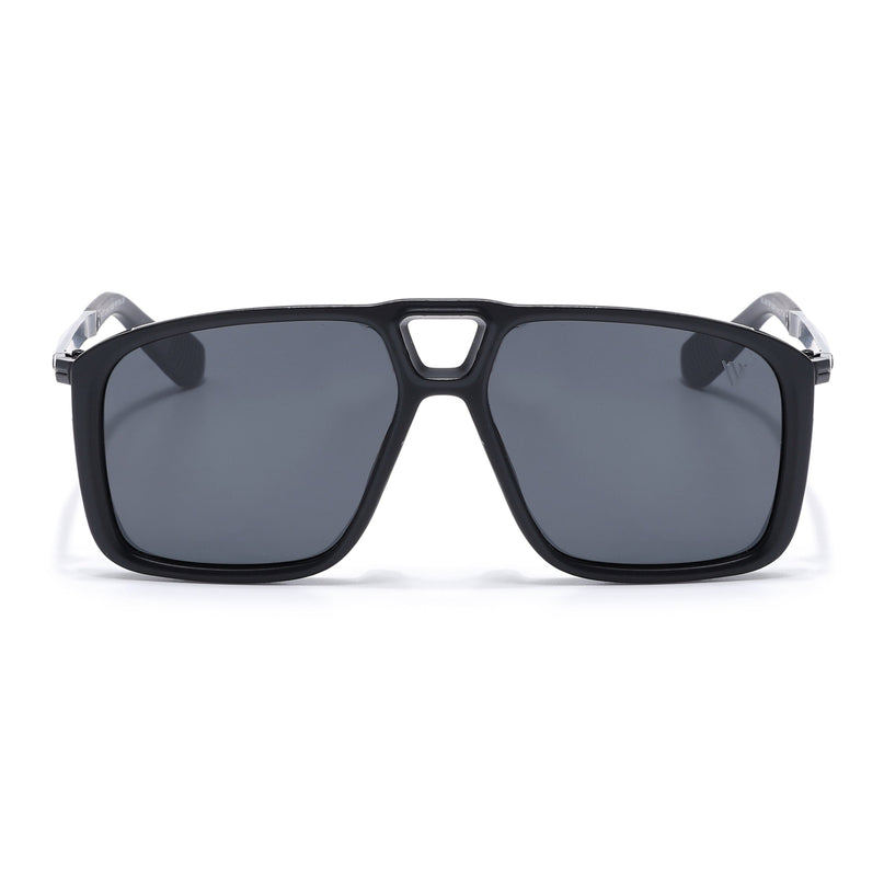 Rebel |  Matt Black Wayfarer Polarized Sunglasses | Black Lens - PMG6629