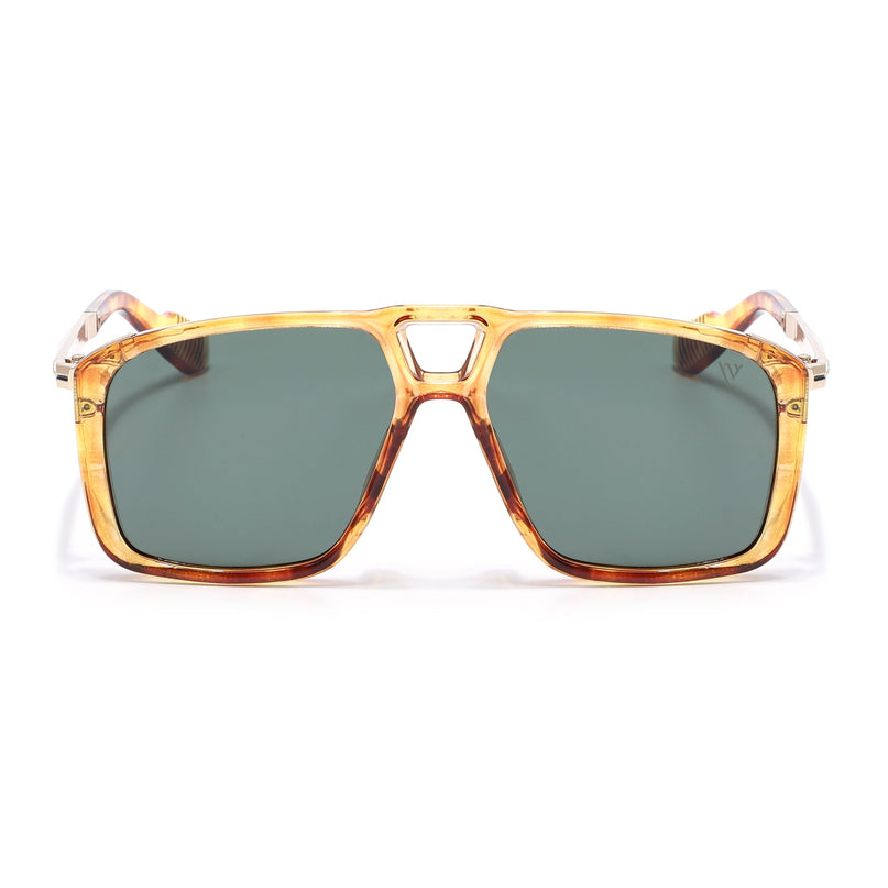 Rebel | Dami Brown Wayfarer Polarized Sunglasses | Green Lens - PMG6631