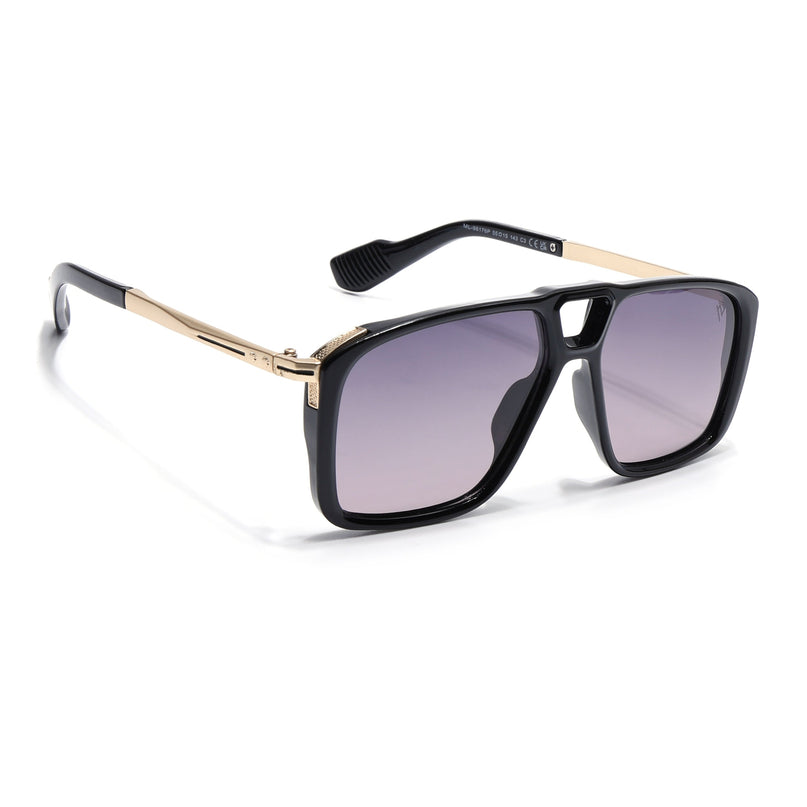 Rebel | Shine Black Wayfarer Polarized Sunglasses | Light Purple Lens - PMG6632