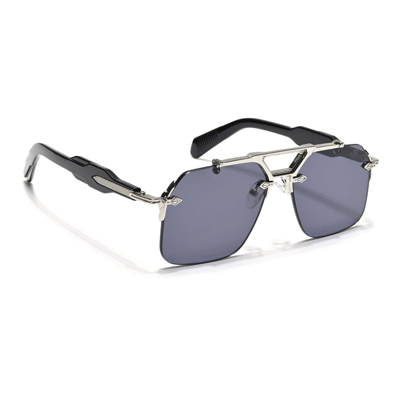 Hawk | Black Wayfarer Sunglasses | Silver Frame - MG5878