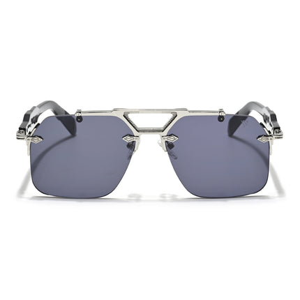 Hawk | Black Wayfarer Sunglasses | Silver Frame - MG5878