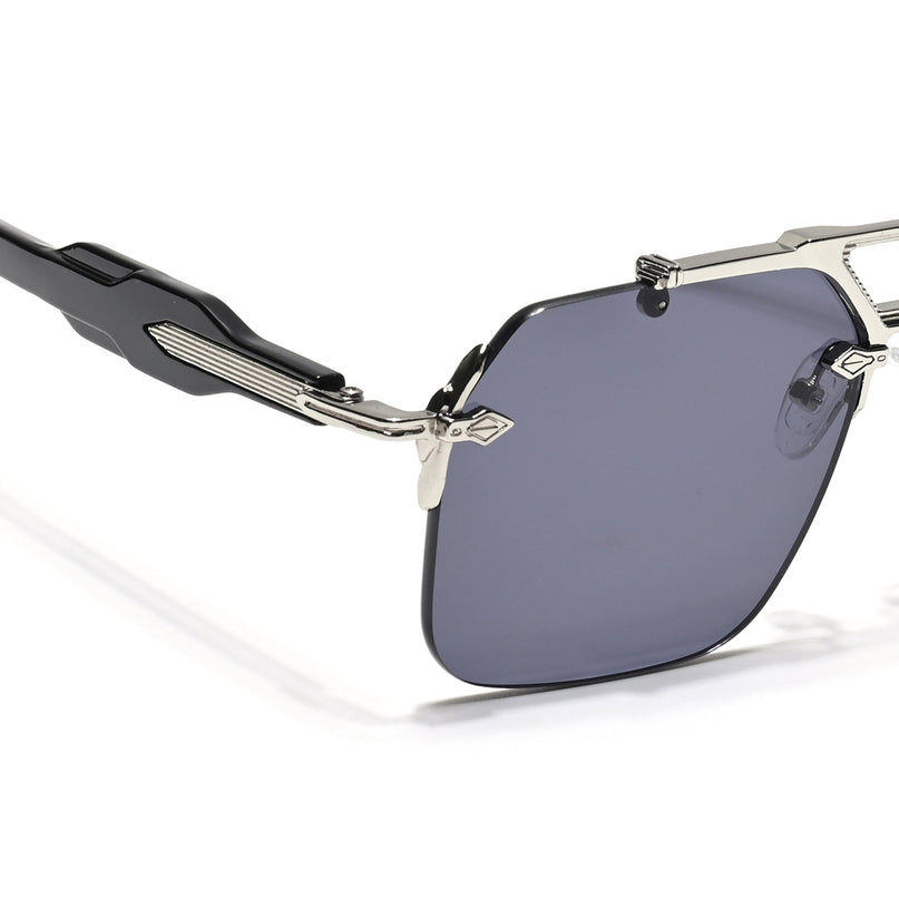 Hawk | Black Wayfarer Sunglasses | Silver Frame - MG5878