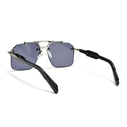 Hawk | Black Wayfarer Sunglasses | Silver Frame - MG5878