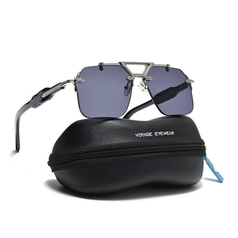 Hawk | Black Wayfarer Sunglasses | Silver Frame - MG5878