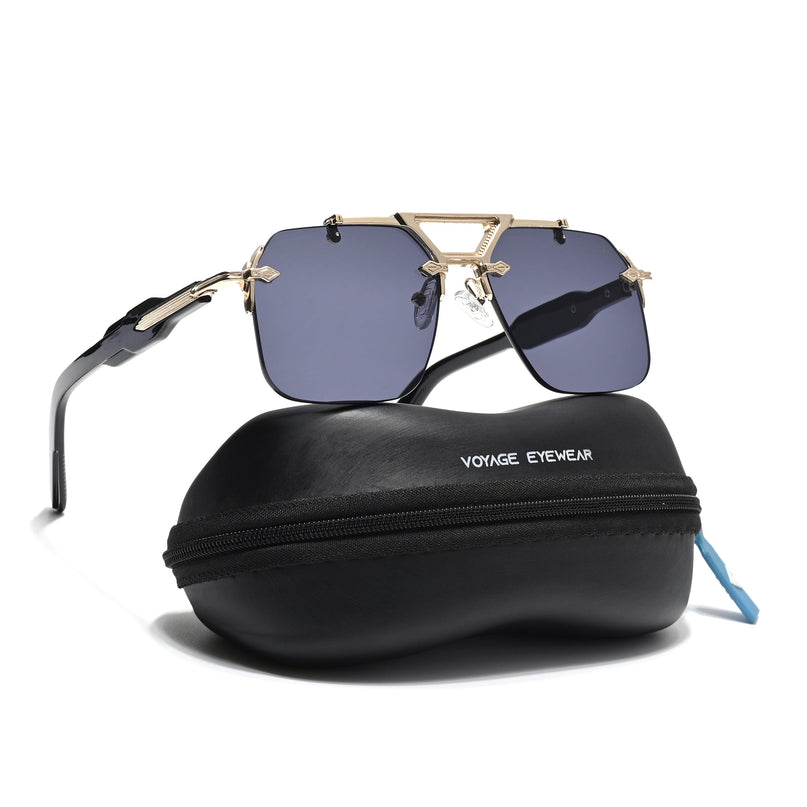 Hawk | Black Wayfarer Sunglasses | Golden Frame - MG5882