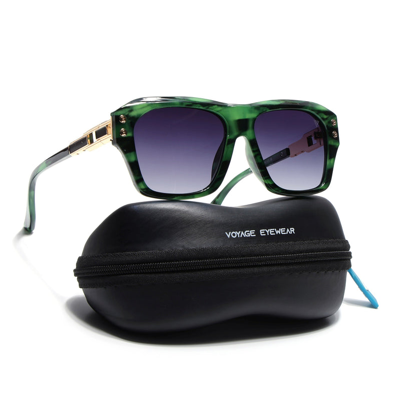 Wayfarer Polarized Sunglasses (Grey Lens | Green Frame - PMG6701)