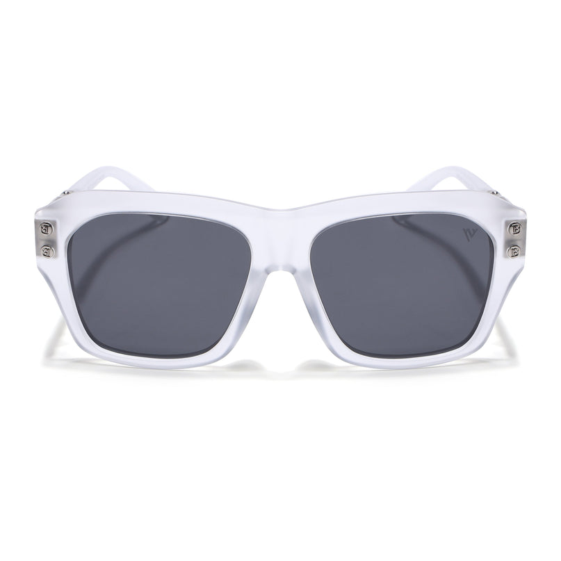 Wayfarer Polarized Sunglasses (Black Lens | Transparent Frame - PMG6702)