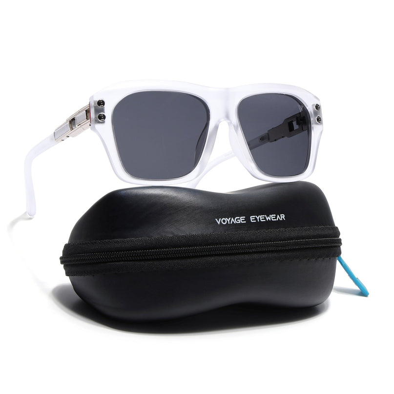Wayfarer Polarized Sunglasses (Black Lens | Transparent Frame - PMG6702)